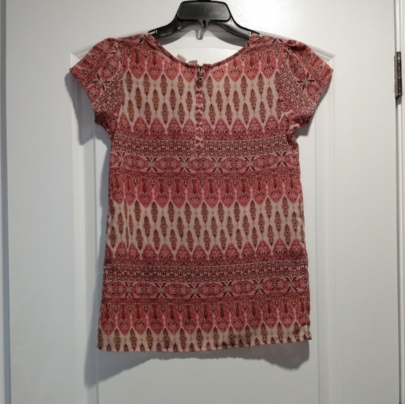 Orange and Tan Patterned Blouse - Picture 3 of 4